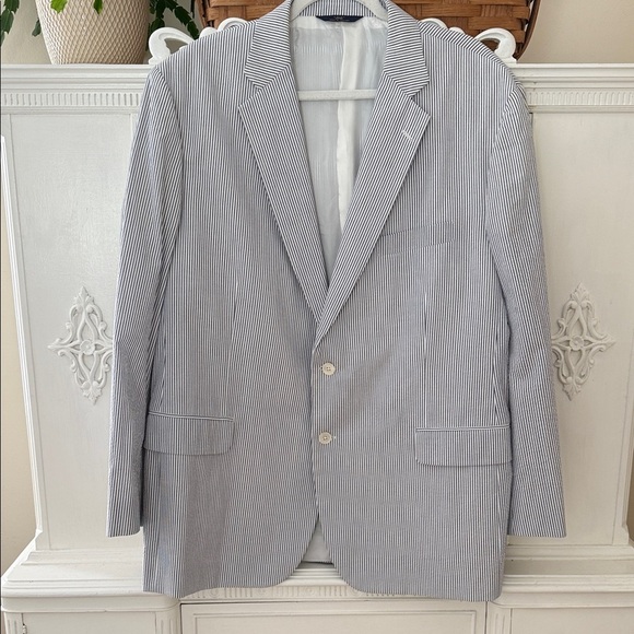 Mens Brooks Brothers Striped Seersucker Blazer - Picture 1 of 13